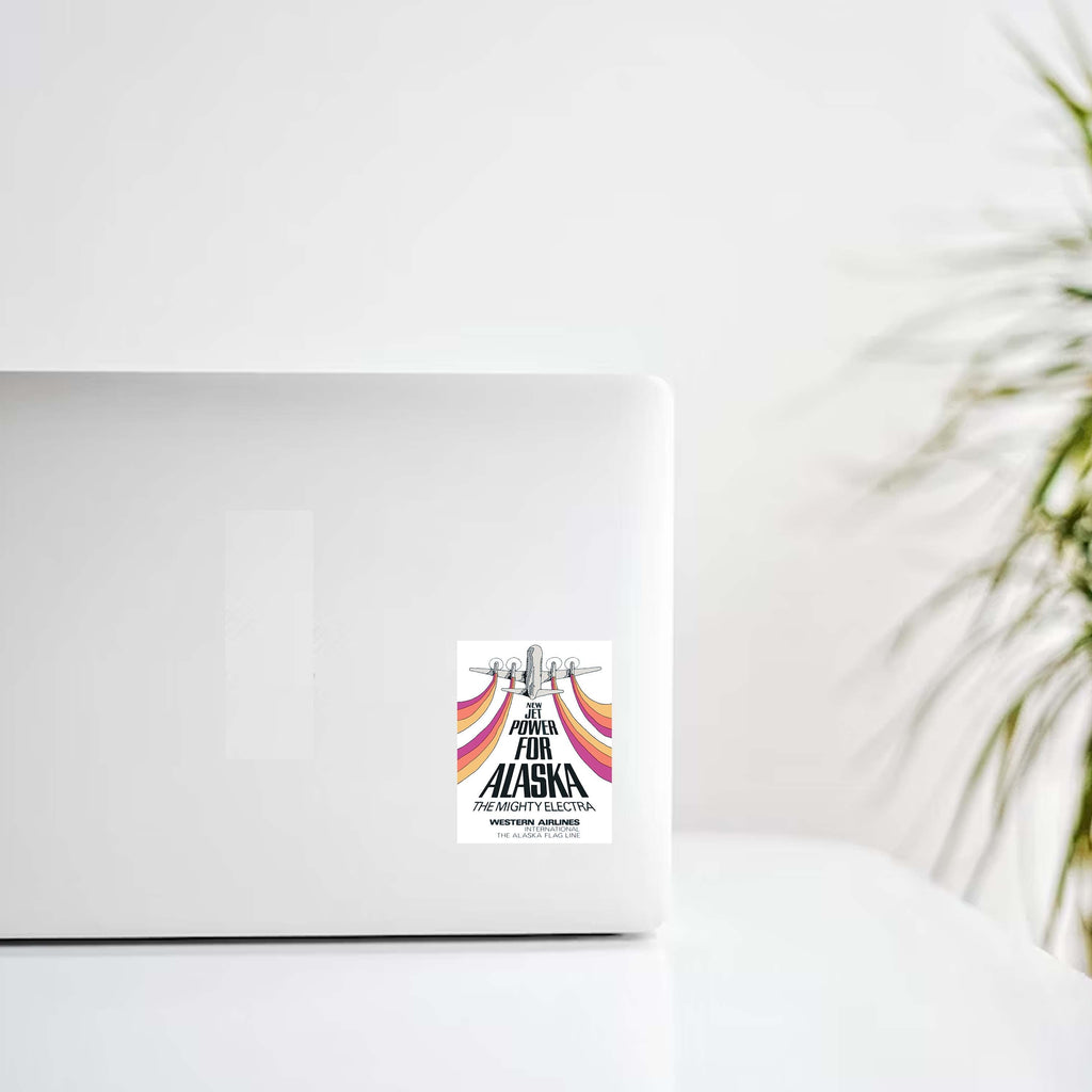 Western Airlines "New Jet Power For Alaska The Mighty Electra" Decal Stickers