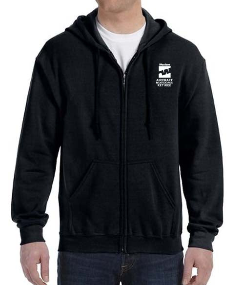 RETIREE Western Airlines Aircraft Maintenance Unisex Zipped Hooded Sweatshirt Embroidered