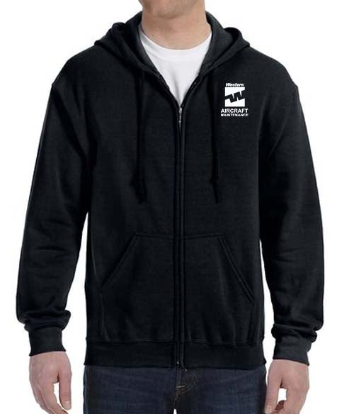 Western Airlines Aircraft Maintenance Unisex Zipped Hooded Sweatshirt Embroidered