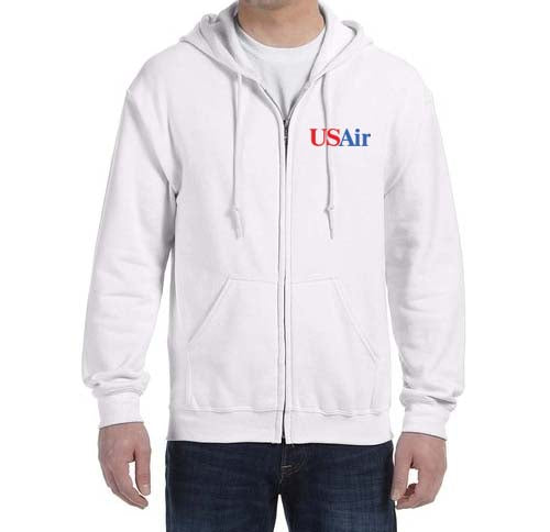 US Air Blue Logo (1989-1997) Zipped Hooded Sweatshirt Embroidered